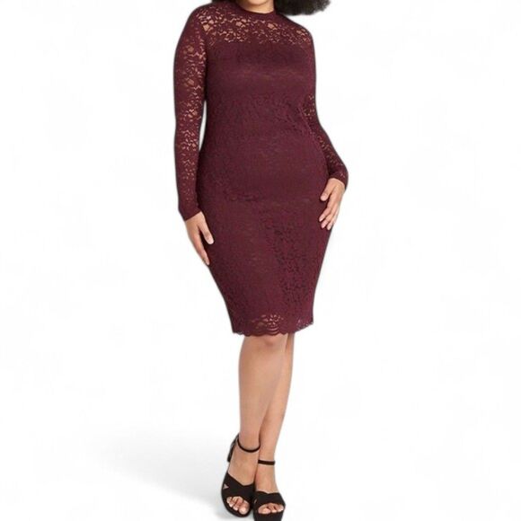 LANE BRYANT Open-Back Bodycon Lace Dress, NWOT. Size 22 - Picture 1 of 12